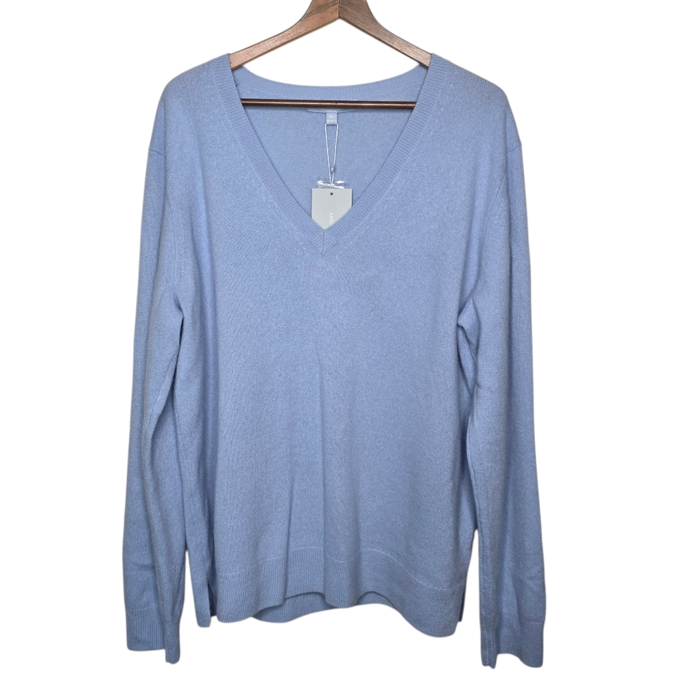 NWT Antonio Melani Maya Blue Monica V-Neck Cashmere Sweater